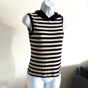 BCBG Black and Cream Striped Tank Top